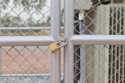 chain link fence with padlock